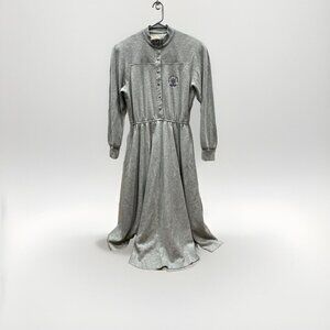 Vintage California Girl Sweater Dress Women's Size 12 Gray Knit Long Sleeve 80’s